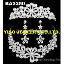 pearl crystal jewelry set